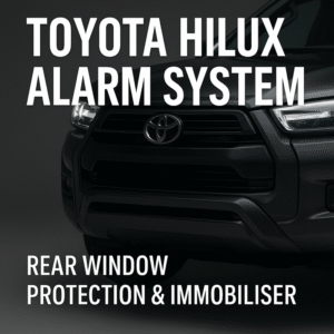Toyota Hilux alarm system with immobiliser and rear window protection installed