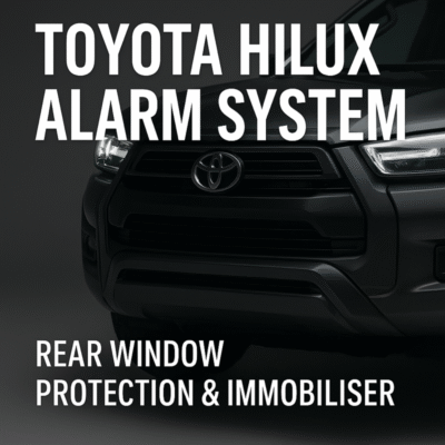 Toyota Hilux alarm system with immobiliser and rear window protection installed
