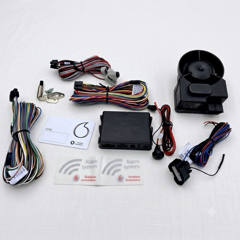 Cobra 4822 Thatcham Category 2-1 vehicle alarm upgrade with ultrasonic sensors and battery-backed siren installed.