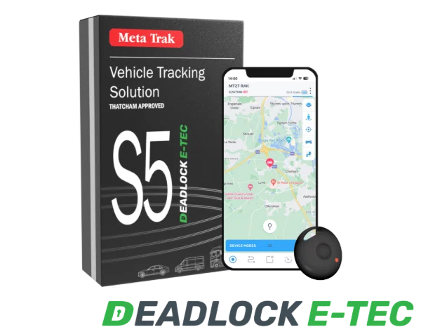 Meta Trak S5 Deadlock e-Tec non-invasive tracking and immobilisation system for electric and hybrid vehicles.
